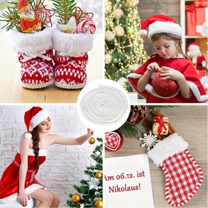 1 Stück Weißes Kunstkaninchenfell-Besatz, 5cm x 150cm - Perfekt für Weihnachtsbaumdecken & DIY-Bastelarbeiten, Weihnachtsdekorationen, Stoffstreifen