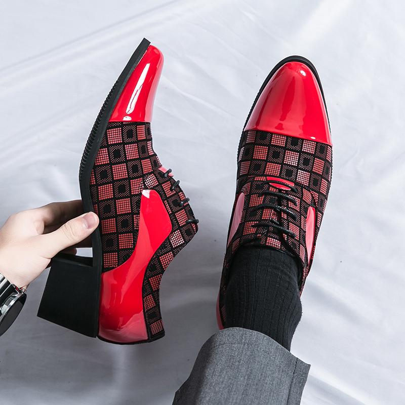 Fashion New Arrival High Heel Men's Red Leather Shoe Fashion Pointed Toe Dress Shoes Men Oxford Shoes for Men Wedding Shoes Prom Party