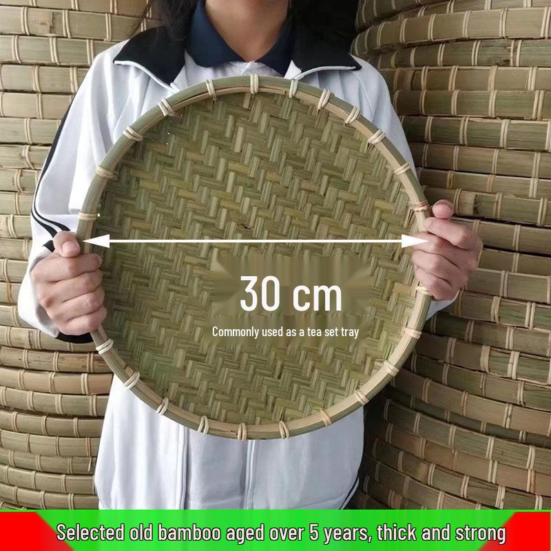 Cesta de Bambú Verde de Primera Capa para Cernir: Redondo, Duradero y Espeso para el Secado de Verduras Doméstico y Comercial.