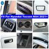 Black Brushed Car Center Control Strip / Glass Lift Button / Cup Holder Panel Cover Trim Kit For Hyundai Tucson NX4  -