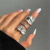 Punk Golden Liquid Rings Set For Women Irregular Wave Metal Knuckle Rings Aesthetic Egirl Gothic Jewelry Birthday Gifts
