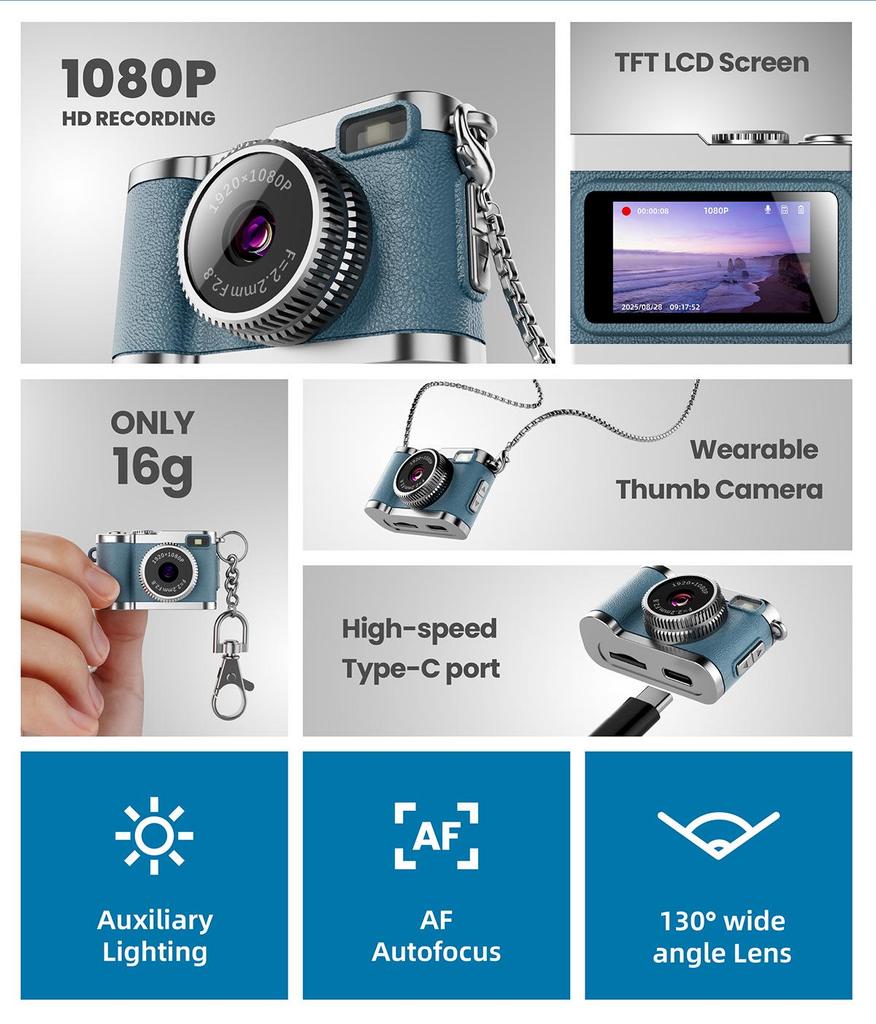 Retro Mini HD Digital Camera Keychain: Portable Cross-Border Photography/Video Recording Device