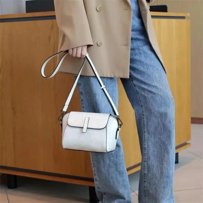 Oil Wax PU Crossbody Shoulder Bag, Designer Shell Flip Handbag, Commuter Work Versatile Women Sling Bag,Lightweight,Black,Coffee