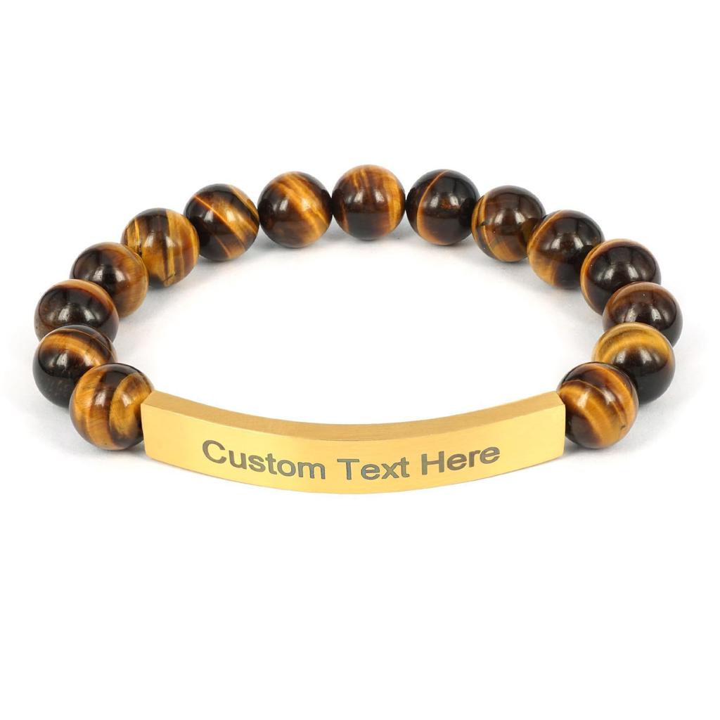 6Mm steel ball obsidian powder chalcedony stainless steel elbow lettering aquamarine bracelet