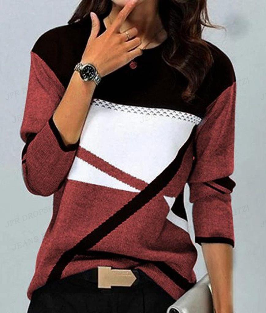 Hettegensere med geometrisk trykk Kvinner Mote Hettegenser Fargeblokksvette Harajuku Hettegensere Genser Jentefrakker Dameklær Y2K Tunika