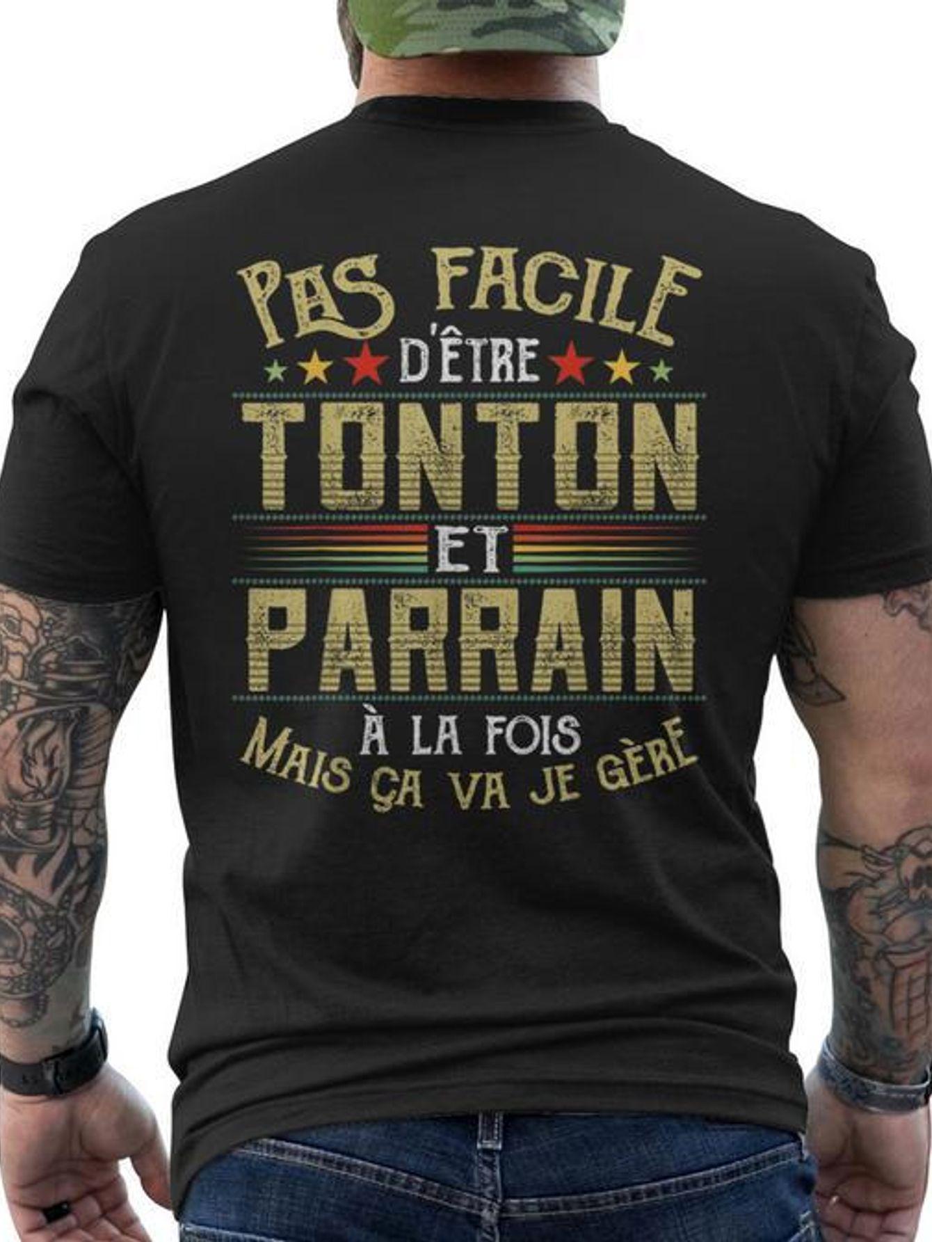 French Godfather Christening T-Shirt for - Marraine & Parrain Print with Godfather Design XL
