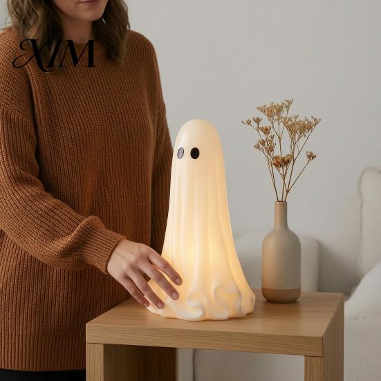 Innen Außen Party Deko Leuchtender Geist Halloween Lampe, 3D Gedruckte LED Figur, Gruselige Tischdekoration Leuchtende Dekoration für Kaminsims, Regal,