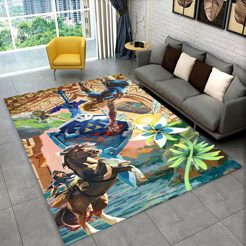 Classic Game Z-Zelda Cartoon Link Carpet Rug for Playroom Bedroom Living Room Sofa Home Decor,kid Area Rug Non-slip Floor Mat