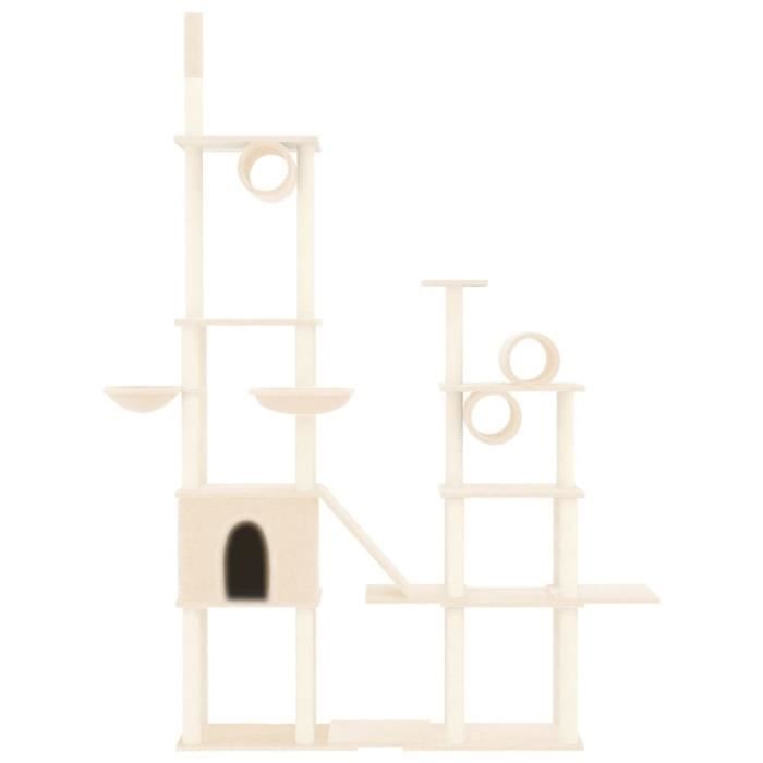 171615 vidaXL Arbre à chat avec griffoirs en sisal Crème 279 cm