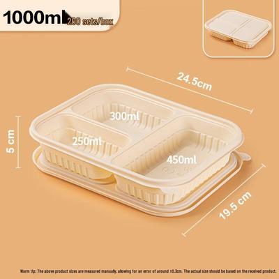 Biodegradable 3-Compartment Takeaway Lunch Box