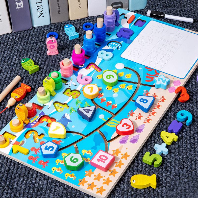 Childrens Wooden Educational Toy With Number And Letter Puzzle For Early Learning Development
