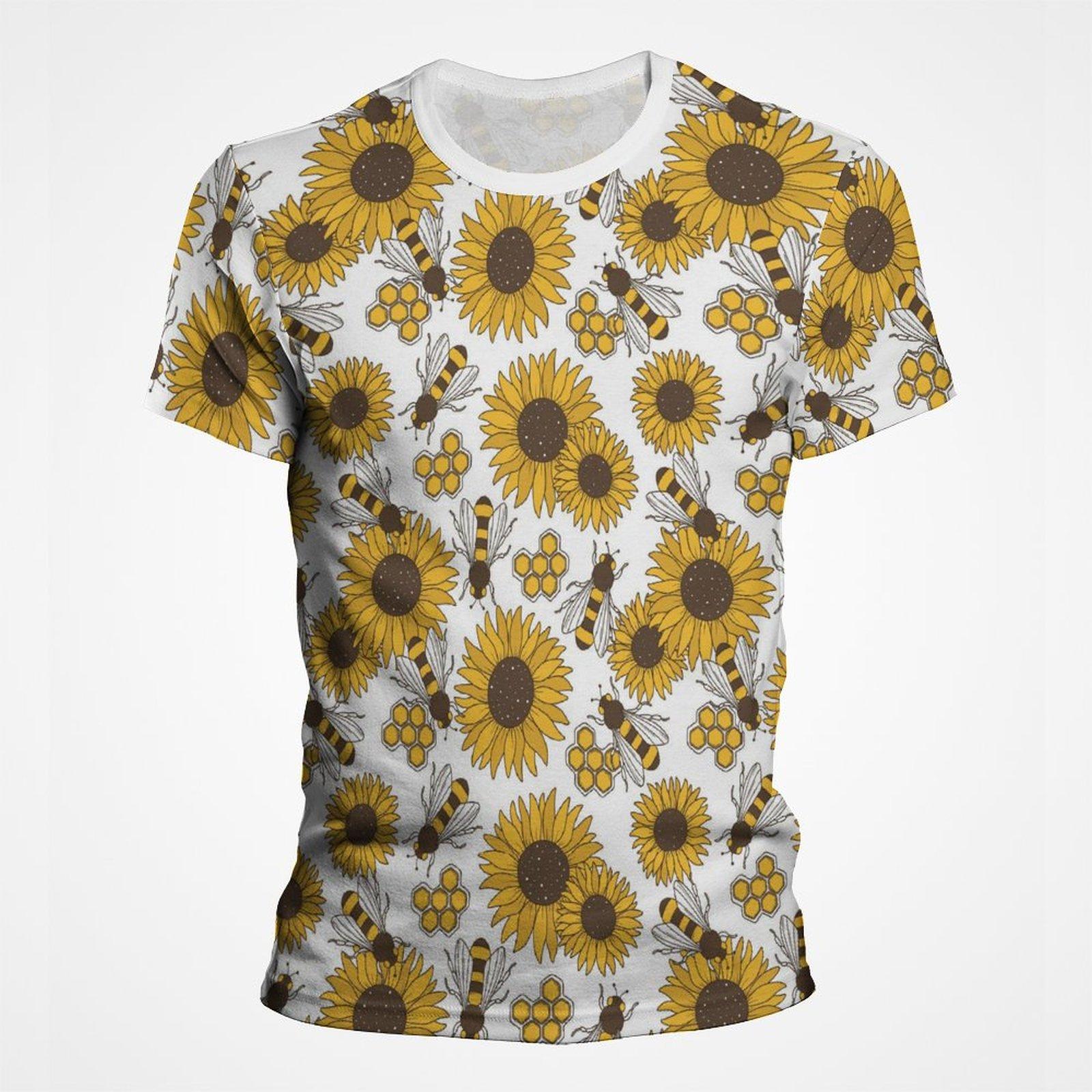 

Модные футболки с 3D-принтом подсолнуха, мужские футболки с коротким рукавом и круглым вырезом, модные мужские уличные рубашки XL