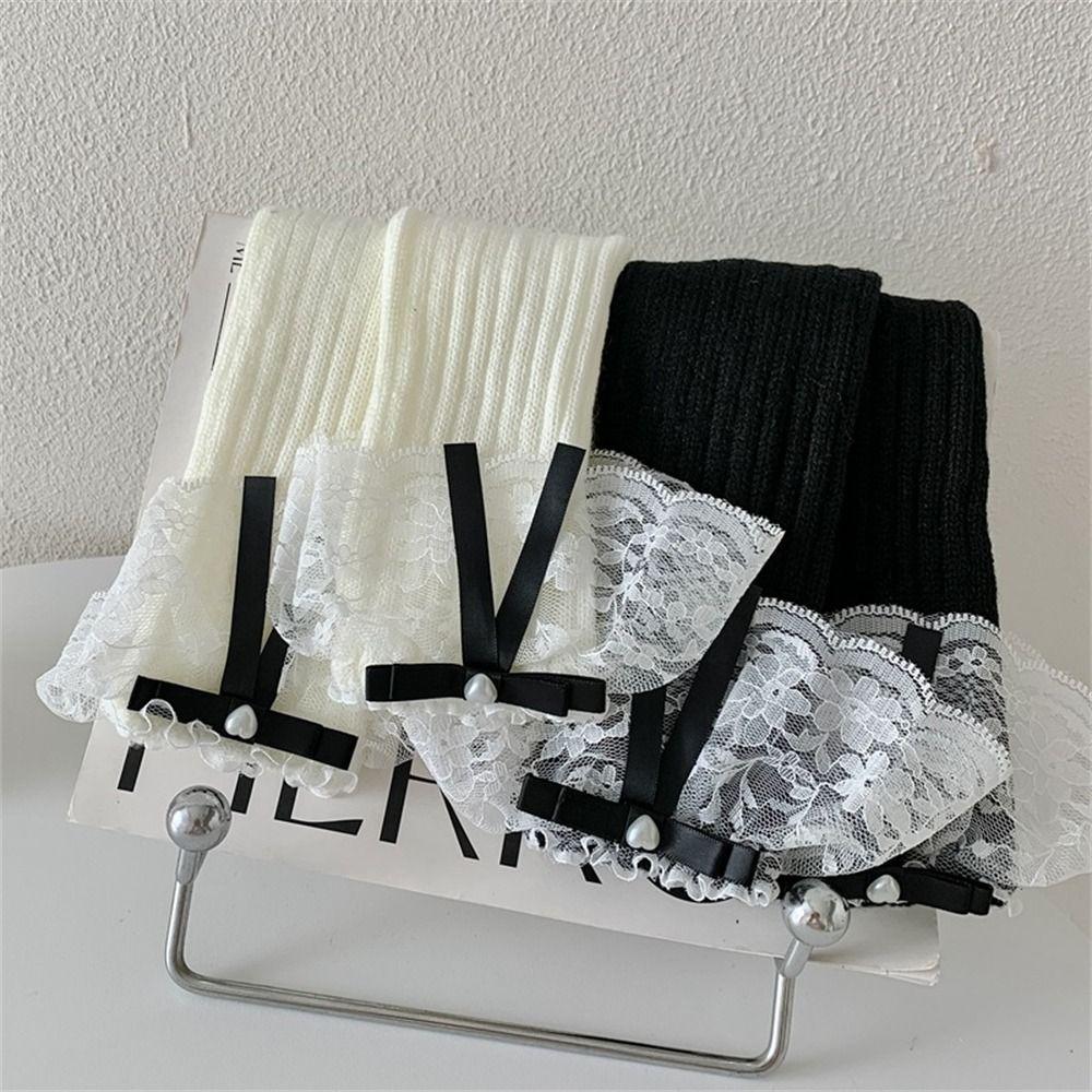 Bow Tie Knitted Socks Keep Warm JK Stockings Kawaii Feet Cover  for Women Girls
