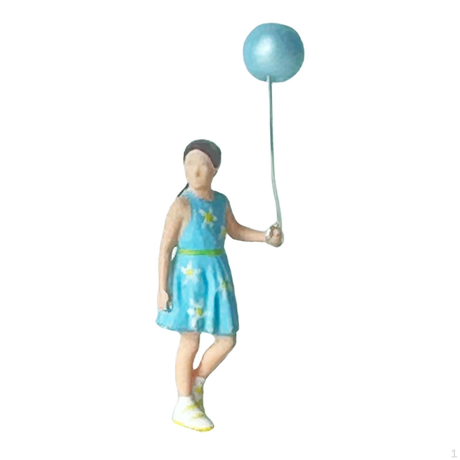 

1/64 Miniature Girl Pulling Balloon Model 1.8cm Figure for Diorama Display Resin 1 Balloon