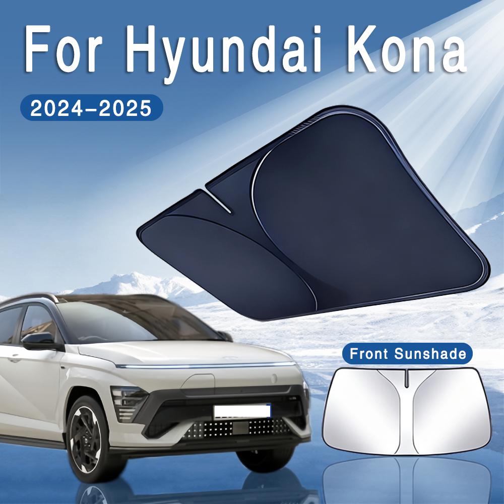 Foldable Car Sun Visor Front Windshield Sunshade Heat Insulation Summer Cooling Auto Accessories For Hyundai Kona 2024 2025Windshield Sunshades 1