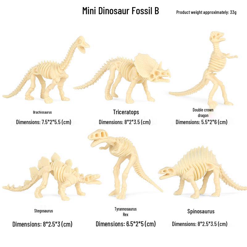 Jurassic Dinosaur Skeleton Toy Set: Pterodactyl, Brachiosaurus, T-Rex & Stegosaurus Models