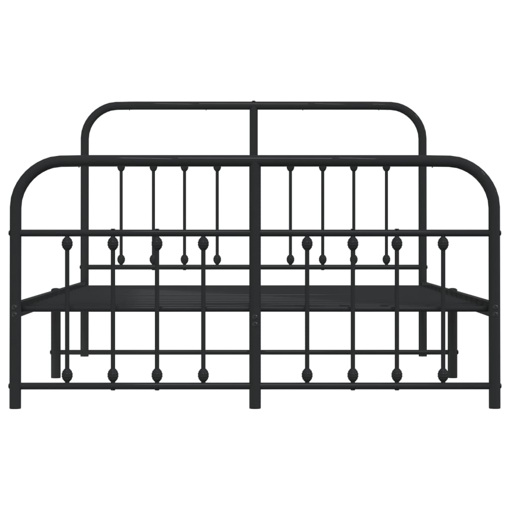 Vidaxl Metal Bed Frame with Headboard and Footboard, Black, 140X200Cm
