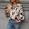 Camisas estampadas de manga larga de otoño para mujer, Blusas con cuello vuelto a la moda, camisas holgadas informales para mujer, Blusas elegantes para mujer 29456