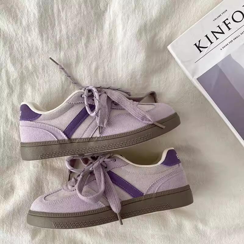 Studencki fioletowy niszowy zmysł designu damskie studenckie brzydkie urocze buty na płaskiej podeszwie retro casualowe buty sportowe