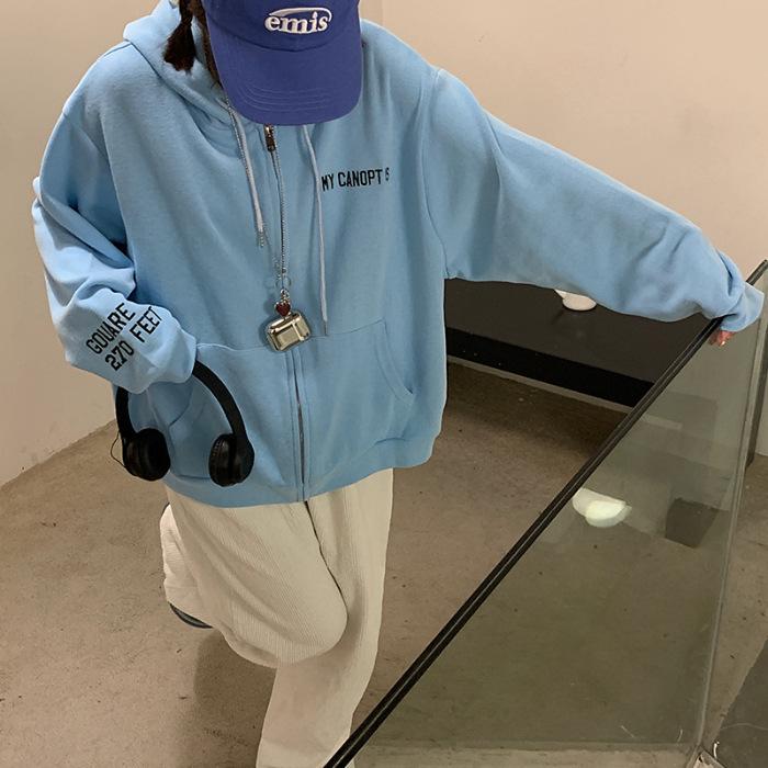 2023 Autumn/Winter American Retro Oversized Hooded Zip-Up Sweatshirt Jacket