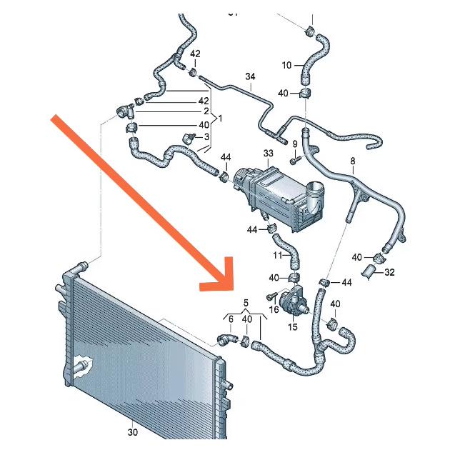 Compatible Radiator Lower Coolant Pipe for Magotan, Passat, Tayron, T-Roc, Q2L 1.5T (Part: 5WD122051A)