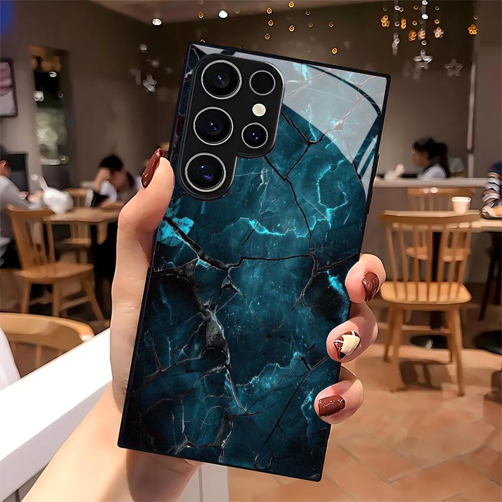 Šaunus raštas stiklinis telefono dėklas, skirtas Samsung Galaxy S26 S25 S24 S22 S23 Ultra S21 S20 Plus 5G, matinis, neslystantis, pilnas dangtelis