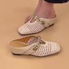Fashion Soft Leather Simple Wedge Heel Cool Mopping Summer New Square Toe Shallow Mouth Woven Cutout Metal Buckle Wear Wrapped Slippers