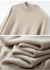 100% Cashmere High Neck Knitwear: Solid Color Loose Pullover
