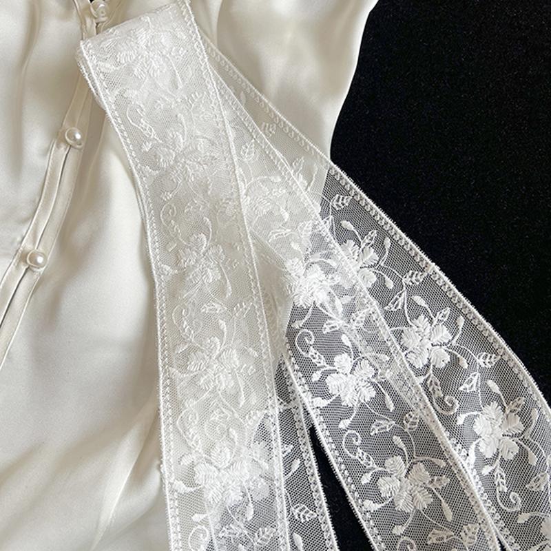 French Lace Scarf Summer Hollow Embroidery Long Ribbon And Belt Accessories