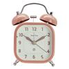 Student 3-inch Square Metal Bell Ring Alarm Clock Home Bedside Sweep Second Night Light Clock Quartz Clock