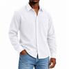 Men's Linen Collared Long Sleeve Shirt for Spring and Fall Casual Daily Wear