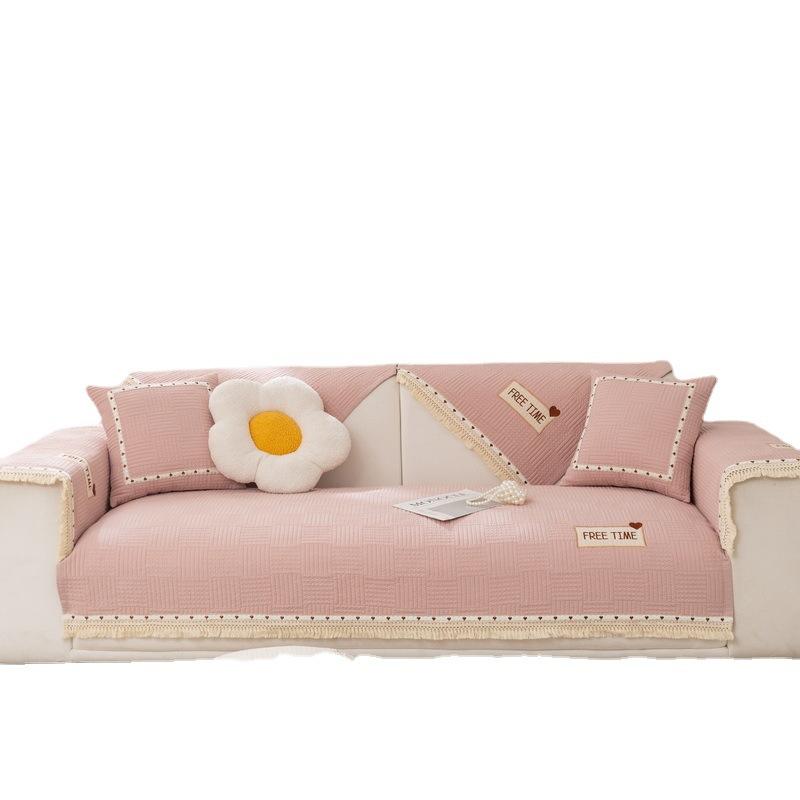 Koreanisches Sofakissen für alle Jahreszeiten, Kissenbezug aus reiner Baumwolle mit Antirutschbeschichtung, Baumwoll-Sofakissen mit Liebesstickerei