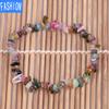 Pulseira colorida de turmalina de pedra natural feita à mão com chip de cristal irregular pulseira de cascalho joias femininas