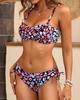 2025 Floral Sexy Bandeau Bikini with Two-Piece Cross-Body Bag
