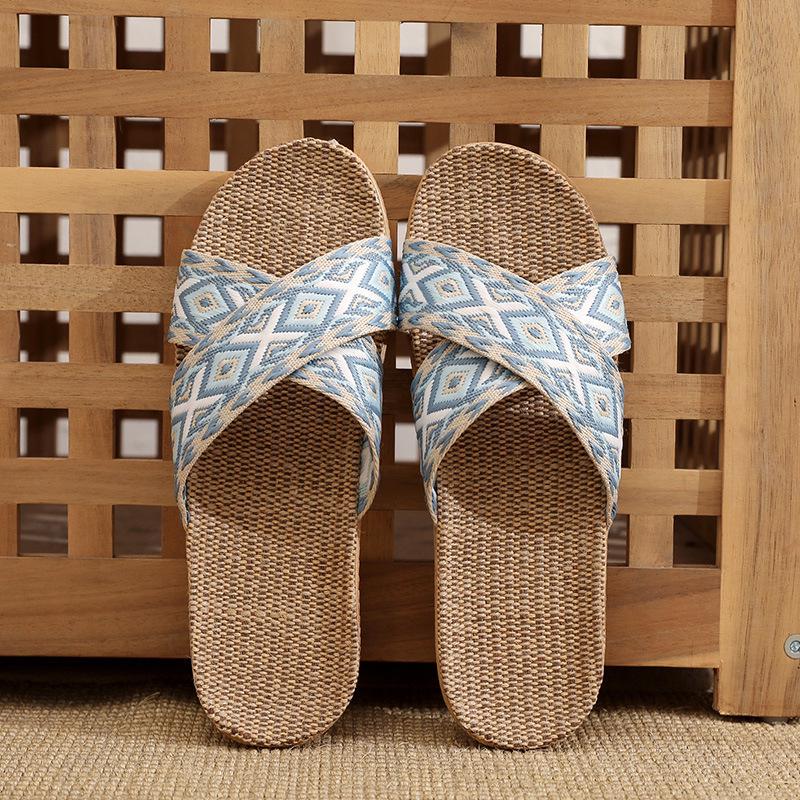 Women's Breathable Non-slip Linen Indoor Slippers - Summer Cotton Casual Sandals