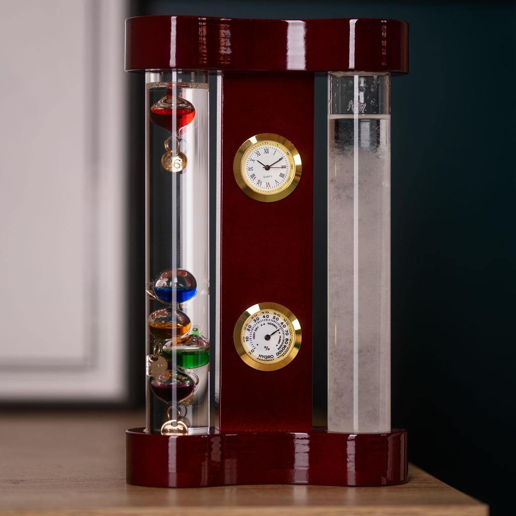 Galileo Thermometer & Storm Glass -18cm Multi Col 5 Bulb