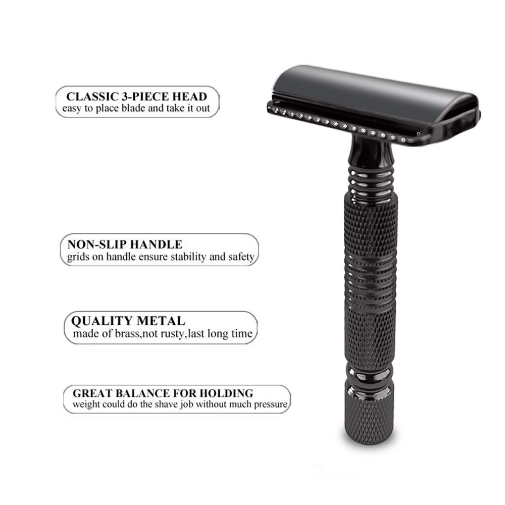 Pure Copper Handle Double-Sided Old-Fashioned Manual Razor for Men