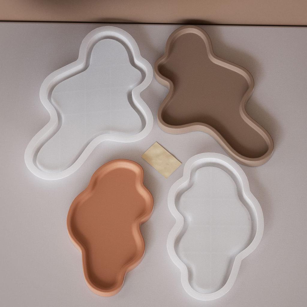 Velké oválné robustní silikonové formy na tácy pro pryskyřičné a betonové řemeslné potřeby, bytové dekorace, formy na misky pro každodenní použití