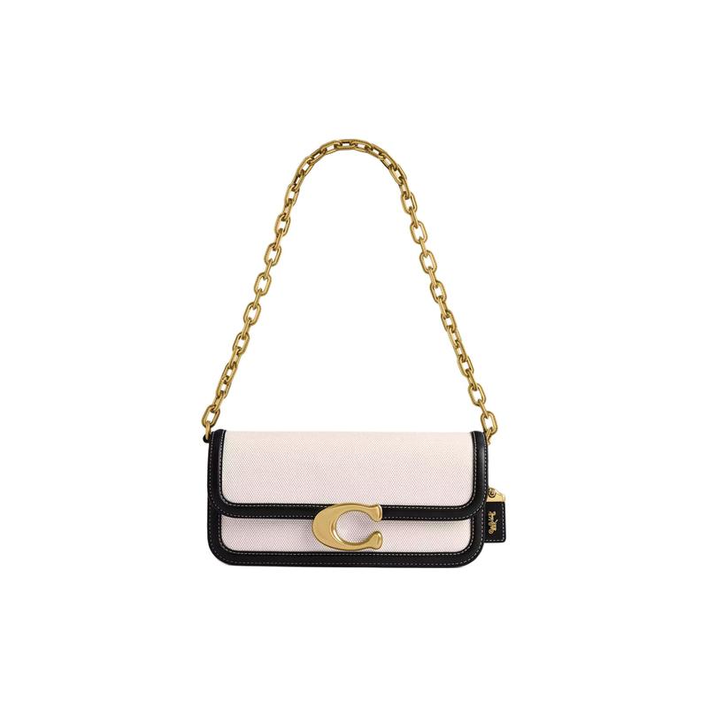 

COACH IDOL Bolso 23 Magnetic Hook and Eye Closure Canvas and Leather Hand Shoulder Bag Medium Women s Black and Brass чорний