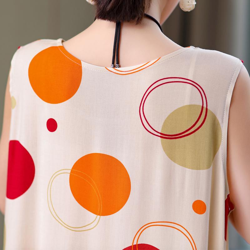 Plus Size Women's Long Dress Summer  Casual Elegant Sleeveless Vintage Print Dress For Women