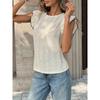 Women Casual Textured Backless Bow Tie Flying Sleeve Knit Short Sleeve T Shirt