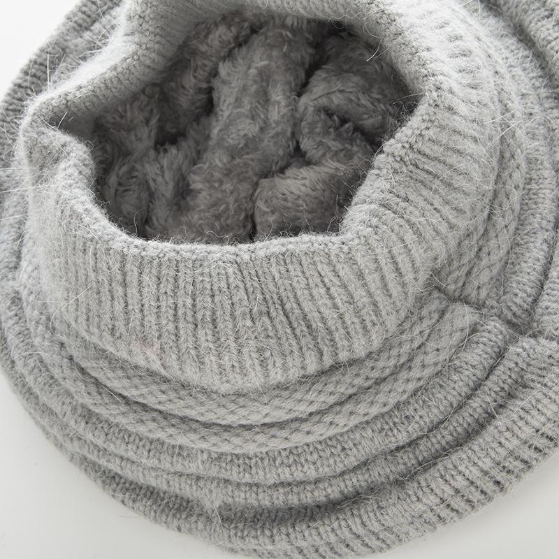 Women's Autumn and Winter Plus Velvet Thick Knitted Warm Beret Jacquard Striped Knitted Cute Hat