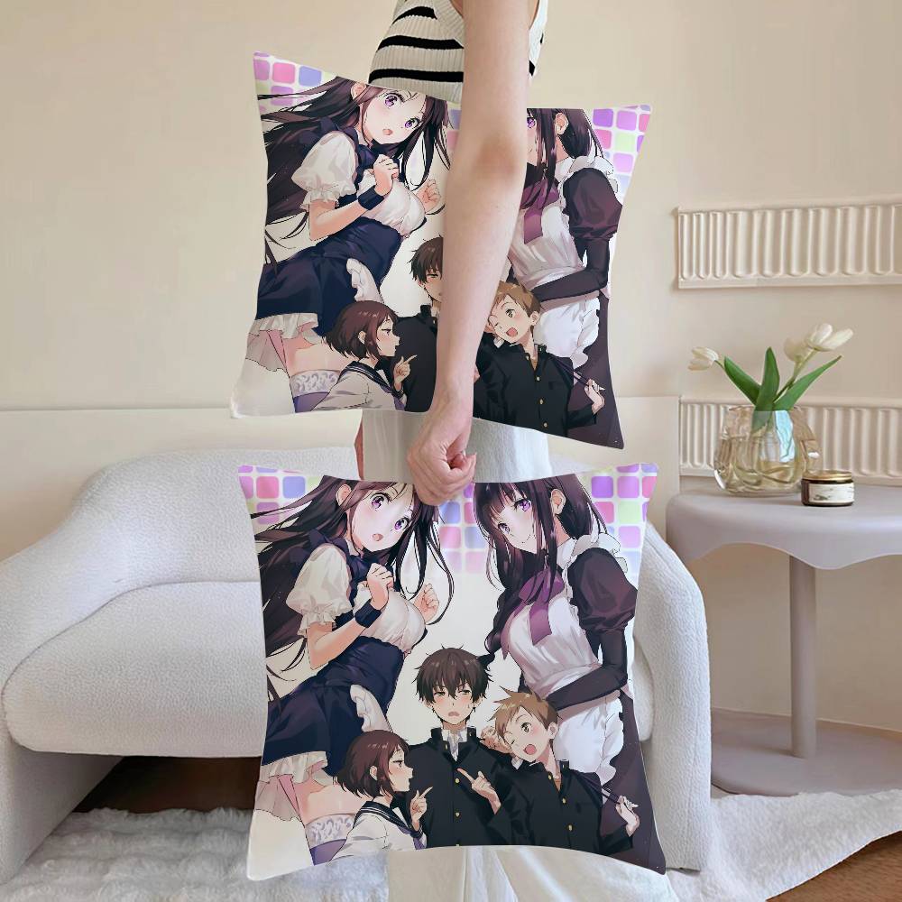 Anime H-hyouka Kissenbezug Unsichtbarer Reißverschluss Seidig Sofa Kissenbezug