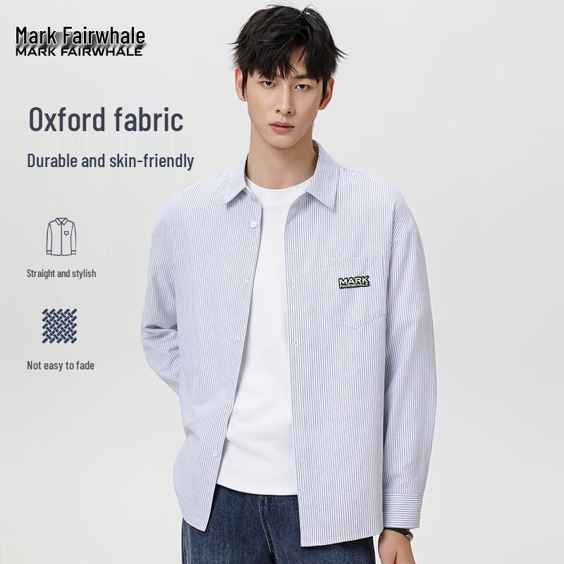 Mark Fairwhale Men s Vertical Stripe Oxford Long Sleeve Business Casual Shirt 2XL