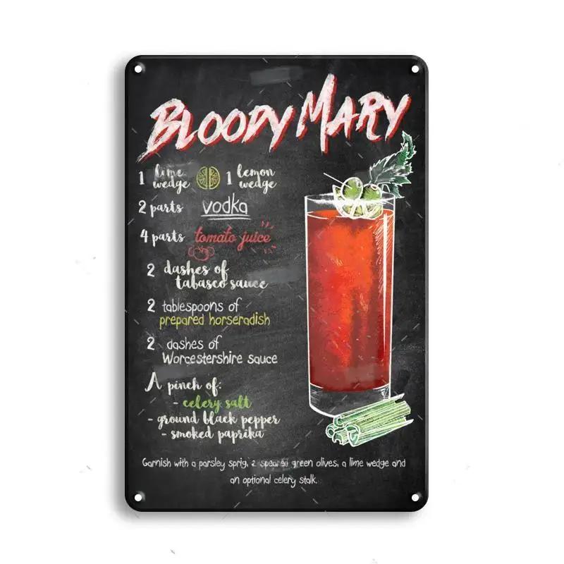 Vintage Metal Tin Sign Decorations Gin & Tonic Cocktail Plate Decorative Poster Plaque Bar Kitchen Home Wall Decor 8 X 12 Inch