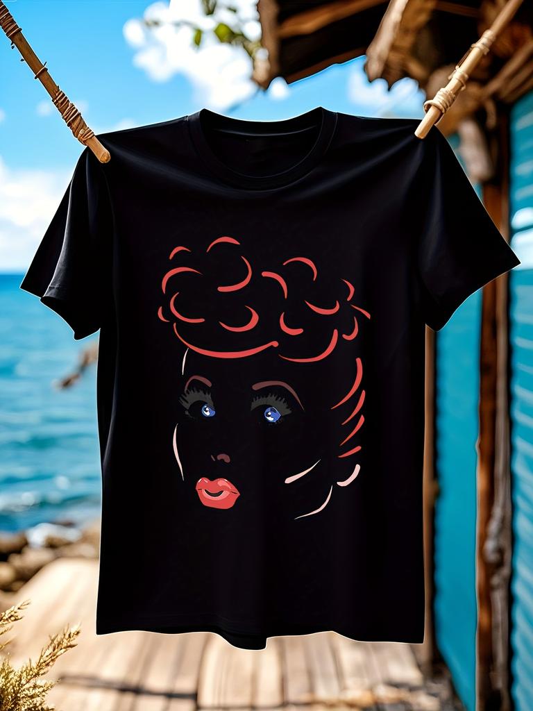 I Love Lucy Graphic Tshirt Black Retro TV Show Tee with I...