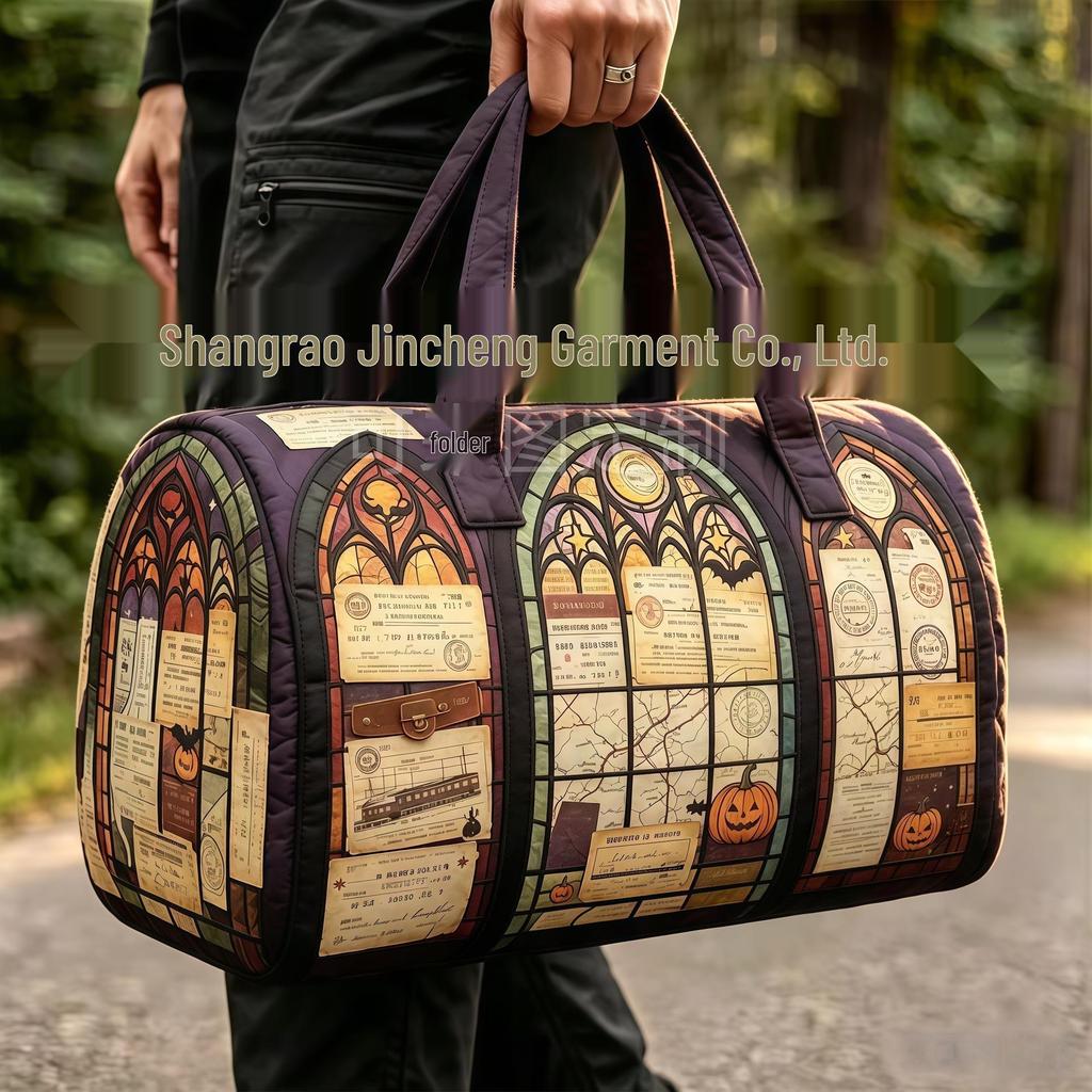 3D Gothic Buntglasdruck Halloween Sporttasche - Multifunktionale Reisetasche