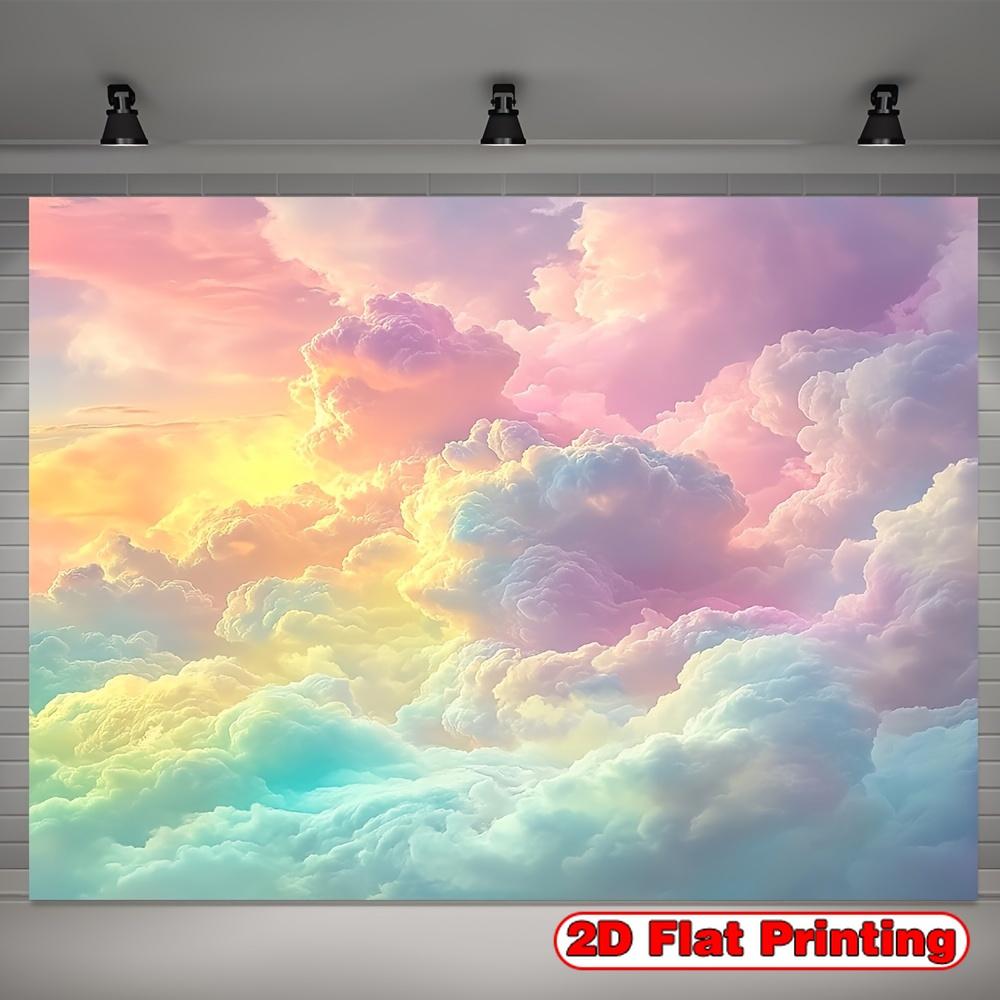 2D Flat Banner 1 Piece with a Dreamy Cloud Polyester Fabric Background Suitable for Home Walls and Gardens