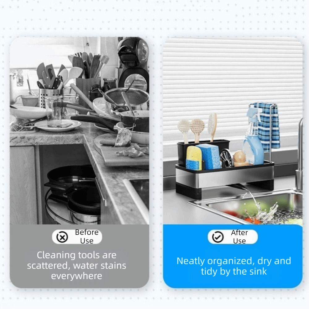 Detachable Sponge Drain Rack Self-draining Sink Shelf Cloth Storage Rack for Kitchen