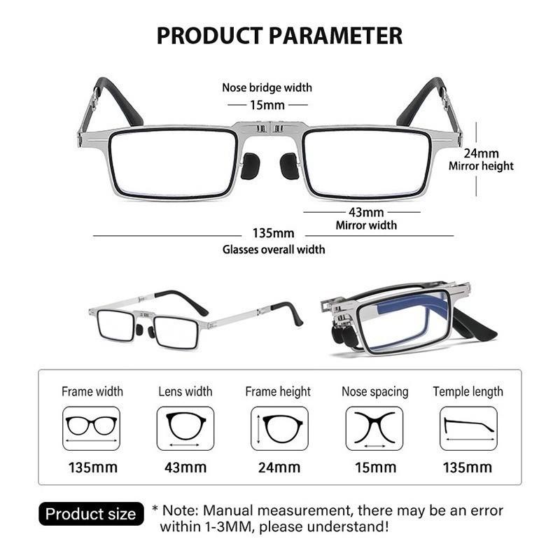 10PCS Business Men Reading Glasses Foldable Metal Frame Anti-Blu-ray Graded Glasses for Farsighted For Men Women
